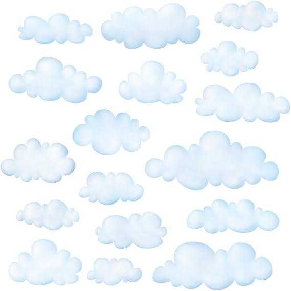 DECOWALL 17 Small Blue Watercolour Cloud Wall Stickers Decals (DS4-8030)