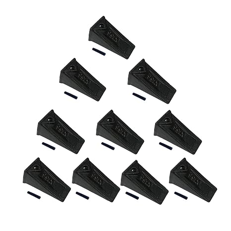 X156 Bucket Tooth + P156 Roll Pin Replacement for Hensley Style for Takeuchi TB135 for Kubota Excavator for Skid Steer Backhoe Loader, Short Bucket Teeth X156 X156S P156 6716001 TX156X- 10 Pack