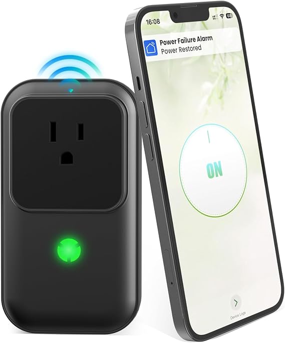 Power Failure Alarm WiFi, Freezer Power Outage Alarm, Free App Notification | Loud 110dB Alarm, 3 Sirens, Smart Home Power Monitoring, for GFCI Trips, Refrigerator, Sump Pumps, Aquarium