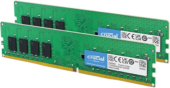 Crucial RAM 16GB Kit (2x8GB) DDR4 3200MHz CL22 (or 2933MHz or 2666MHz) Desktop Memory CT2K8G4DFRA32A