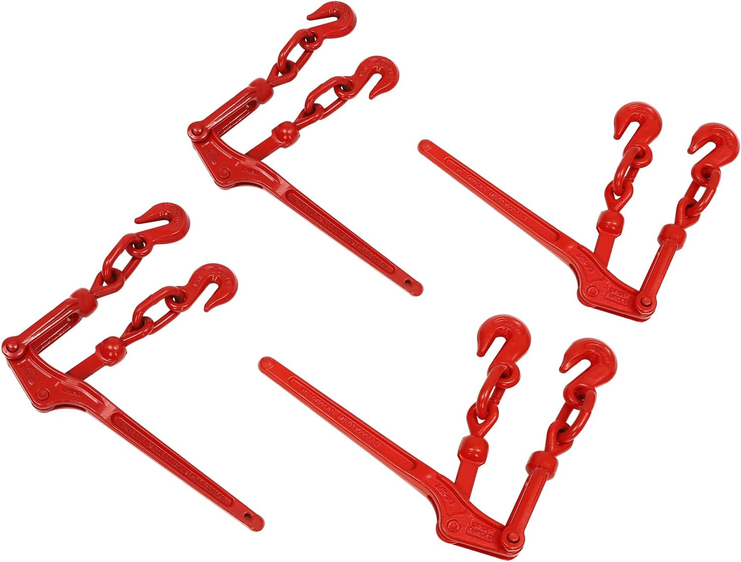 4 Pack Lever Load Binders Lever Chain Binder with G70 Hooks 9200lbs Load Capacity Heavy Duty Steel Lever Load Binder for 516 - 38 Chains & G80 Hooks