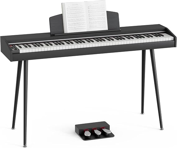 88 Keys Weighted Digital Keyboard Piano with Adjustable Light,Full Size Keys Hammer-action Electronic Piano Keyboard,3 Pedal,Full-featured Keyboard for Beginner,Kids,Adults,Black