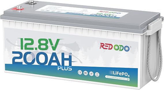 Redodo 12V 200Ah Marine LiFePO4 Battery, 200A BMS, for RV, Solar, Off Grid