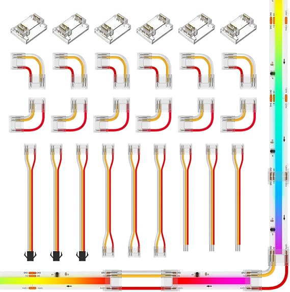 3Pin 12mm LED Strips Connectors Kit for WS2811 IC RGB 720LED/m COB Light