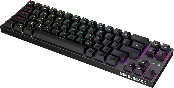 LTC NB681 Nimbleback Wired 65% Mechanical Keyboard, RGB Backlit Ultra-Compact 68 Keys Gaming Keyboard with Hot-Swappable Switch and Stand-Alone Arrow/Control Keys (Hot Swappable Blue Switch, Black)