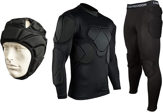 Body Safe Guard Padded Compression Shirts Long Sleeve Shoulder Rib Chest Protector Men's Padded Football Protective Gear Set