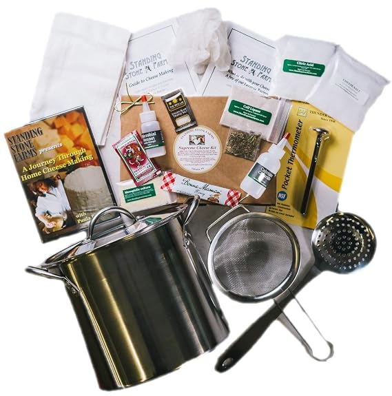 Standing Stone Farms Complete Cheese Making Kit - Includes our Award Winning Ultimate Kit plus Equipment ~ Makes Hard & Soft Cheese ~ Detailed Recipes Included.