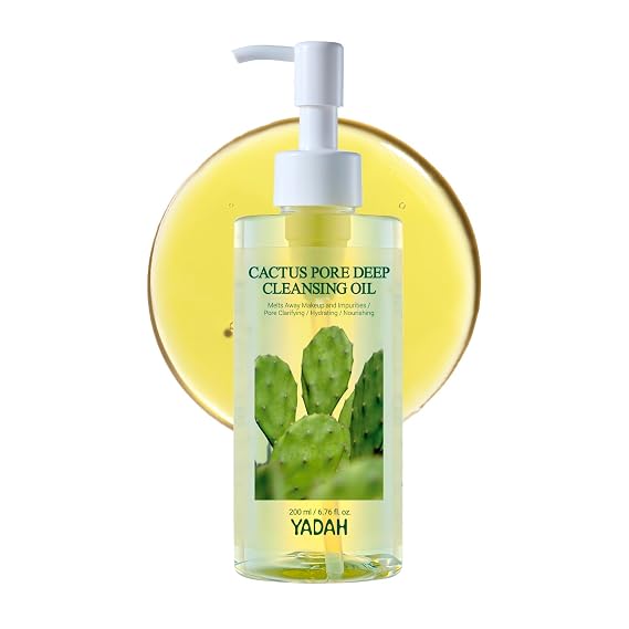 YADAH Cactus Pore Deep Cleansing Oil, 6.76 fl oz, Makeup Remover | With cactus seed oil; use daily to dissolve makeup and cleanse pores while leaving skin feeling balanced.
