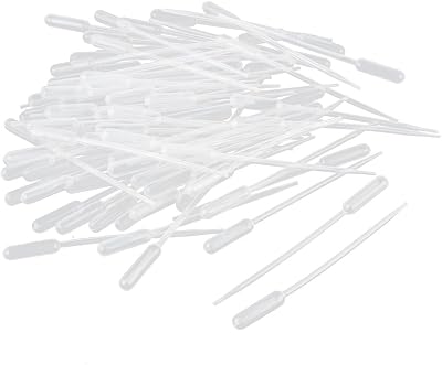 uxcell 100 Pcs Plastic Disposable Pipettes 0.5ml, Clear Transfer Pasteur Pipettes, 113mm Length, Liquid Dropper for Ear Eye Essential Oils Alcohol Paint Makeup Lab