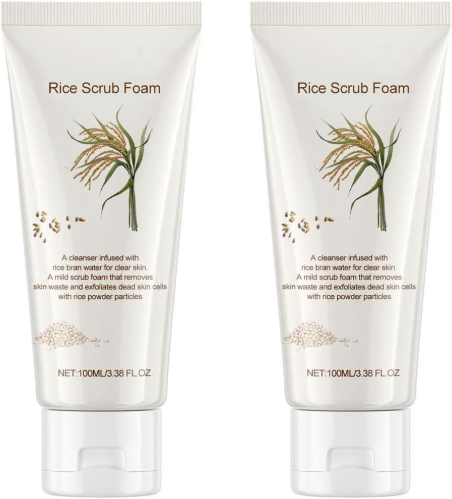 Rice Face Cleanser, Low-pH Korean Rice Water Face Wash for Sensitive, Dry Skin, Hydrating & Moisturizing, Creamy Lather, Deep Pore Cleansing, Exfoliating Scrub Cleanser 2