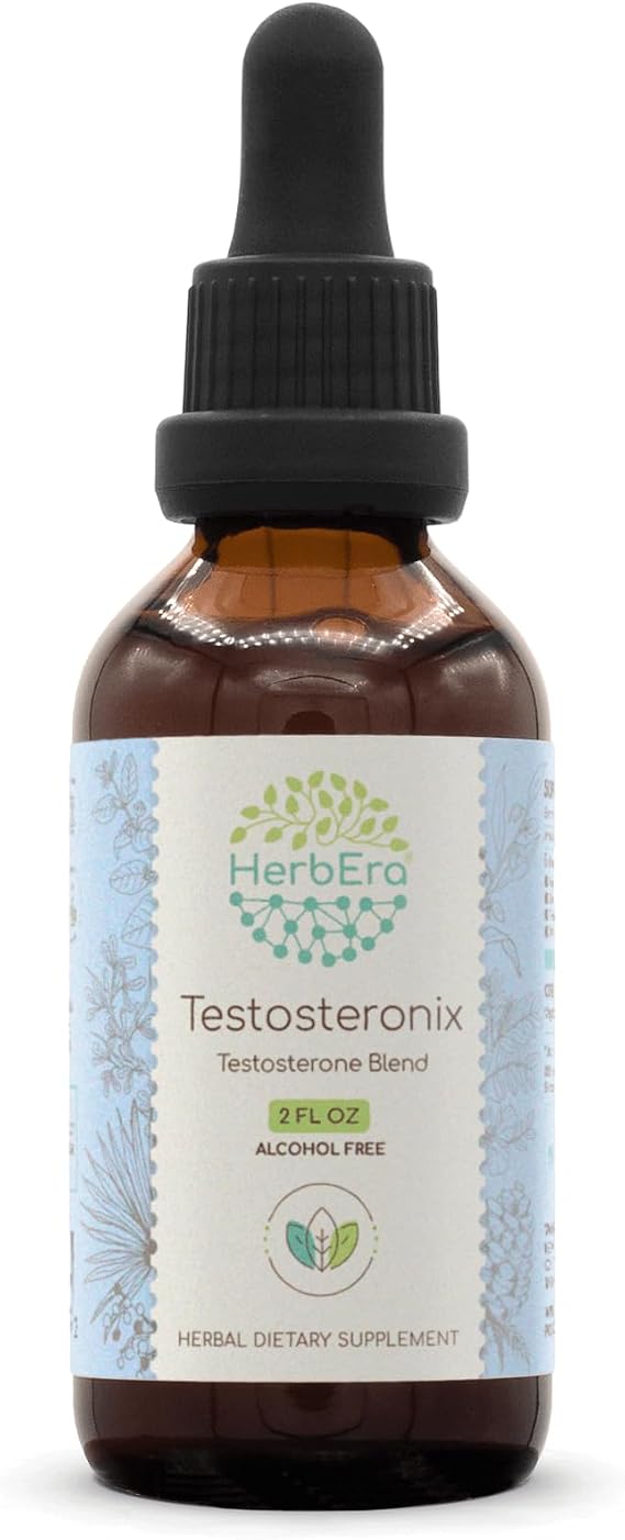 HerbEra Testosteronix B60 Alcohol-Free Extract, Concentrated Liquid Drops: Ashwagandha, Tribulus Fruit, Saw Palmetto Berry, Cardamom Pods, Barrenwort, Fenugreek. Wildcrafted: Pine Pollen. 2 Oz