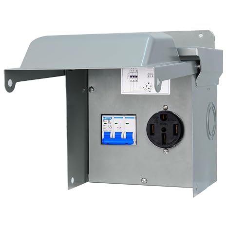 RV Electrical Outlet Panel - 50 Amp Temporary RV Power Outlet with Breaker - Prewired Weatherproof Breaker Box for RV Hookup Camper Travel Trailer Motorhome