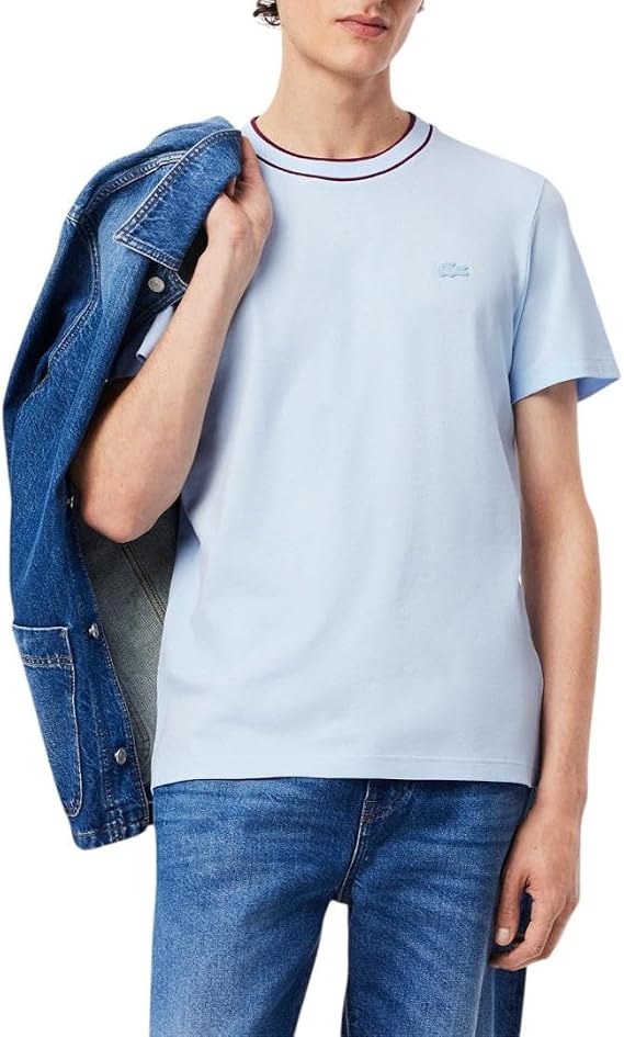 Lacoste Men's Stretch Pique Stripe Collar T-Shirt