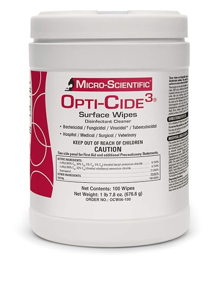 Micro-Scientific Opti-Cide3 Medical Disinfecting Wipes Healthcare Grade Disinfectant Cleaner Surface Wipes - OCW06-100