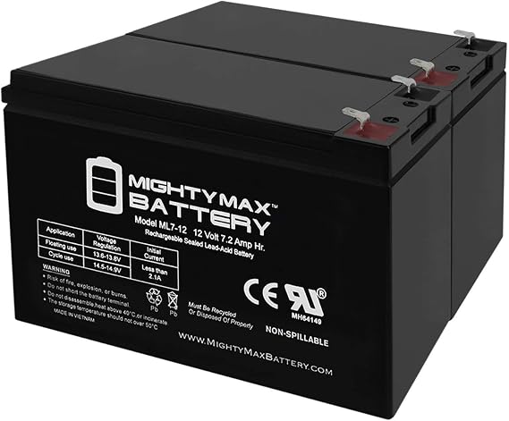 Mighty Max Battery 12V 7.2AH Battery for Multilink FlexPower 150 Power Module - 2 Pack