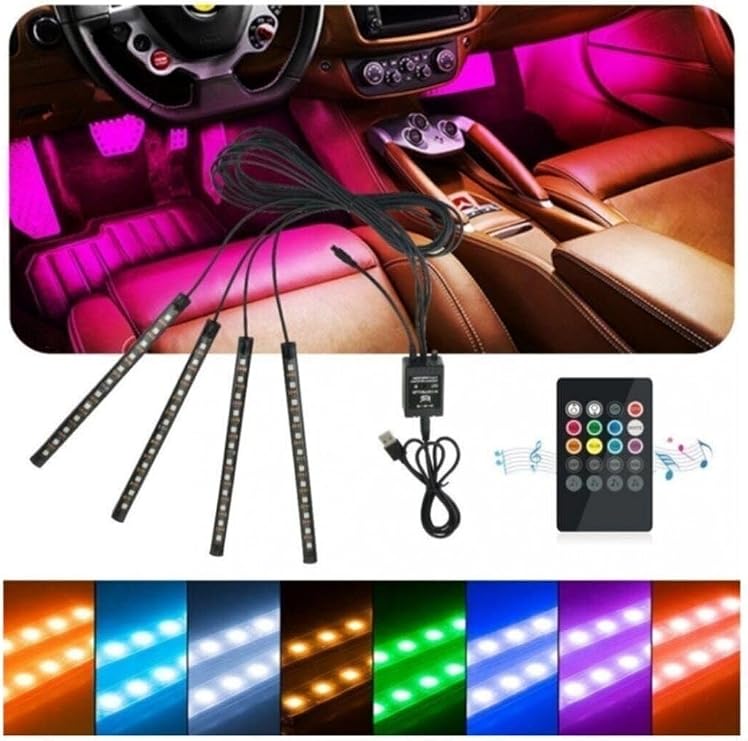 Araç Içi Ayak Altı Kumandalı Led Sese Duyarlı 4x12 Fonksiyonlu Ayak Altı Aydınlatma Ayak Altı Led