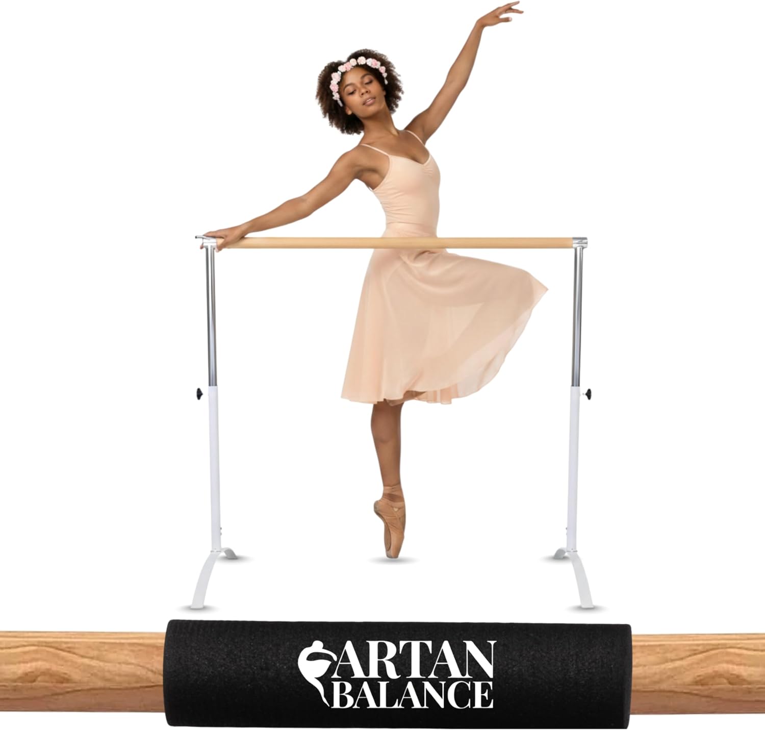 Artan Balance Ballet Barre Portable for Home or Studio, Height Adjustable Bar for Stretch, Pilates, Dance or Active Workouts, Single or Double Bar, Kids and Adults