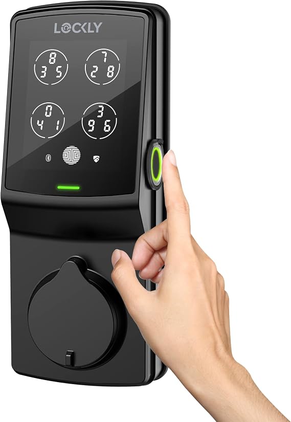 Lockly Secure Plus, Bluetooth Smart Lock, Keyless Entry Door Lock, PIN Genie Keypad, 3D Biometric Fingerprint Sensor, Auto Lock - Matte Black (PGD728FMB) - Deadbolt Edition