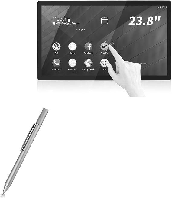 BoxWave Stylus Pen Compatible with TouchWo TWTD238A (23.8 in) - FineTouch Capacitive Stylus, Super Precise Stylus Pen - Metallic Silver