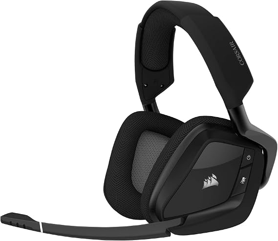 Corsair Void RGB Elite Wireless Gaming Headset 7.1 Surround Sound Omni-Directional Microphone Microfiber Mesh Earpads Up to 40ft Range iCUE Compatible PC, Mac, PS5, PS4 Carbon
