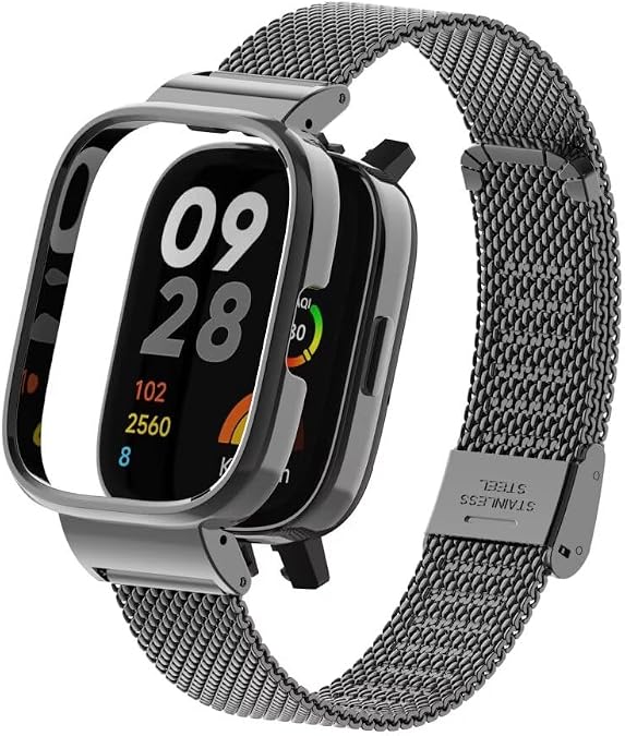 Compatible for Redmi Watch 3 Bands,Stainless Steel Metal Replacement Strap Bracelet Wristband Accessories for Xiaomi Redmi Watch 3 Smart Watch