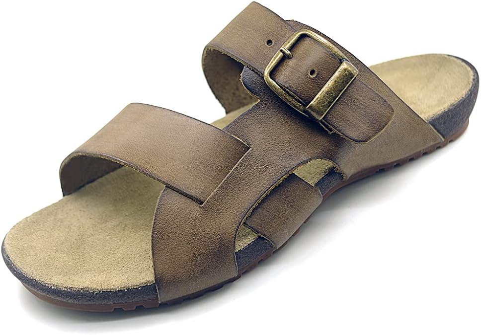 Harssidanzar Mens Leather Slide Sandals GM209US