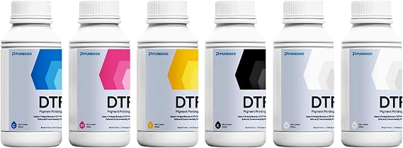 PUNEHOD Premium DTF Transfer Ink 3000ML for PET Film - Refill for L1800 L805 L800 DX5 DX7 XP600 I3200 TX800 Printers, Heat Transfer Printing Direct to Film, 6 * 500ml (CMYKW+White)