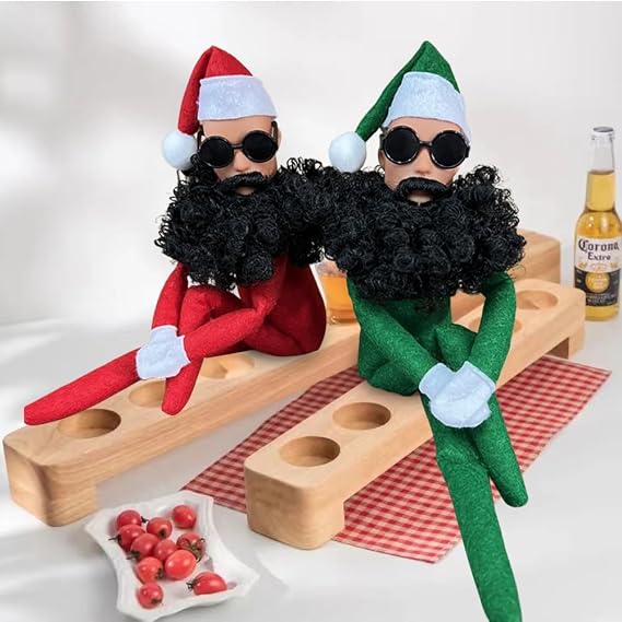 Christmas Elf Doll Plush Toy with Long Curly Beard, Measuring 12.6 Inches