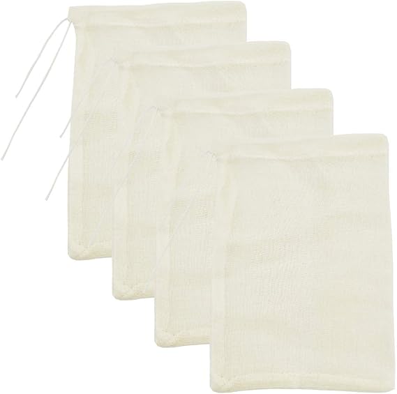 Cheesecloth Bags for Straining,Reusable Cold Brew Coffee Cheese Cloths Strainer,Large Nut Milk Tea Juice Bag,100% Natural Cotton Fine Mesh Filter Bags(X-Small,4 PACK)