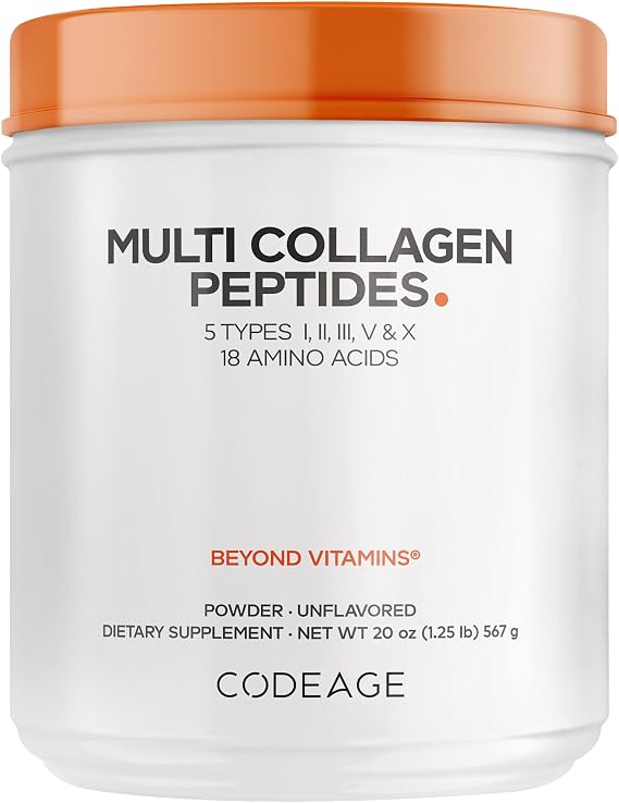 Codeage Multi Collagen Protein Powder Peptides, 5 Types, Unflavored, 20 Oz