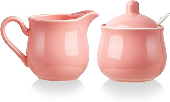 12 OZ Ceramic Sugar and Creamer Set (Pink)