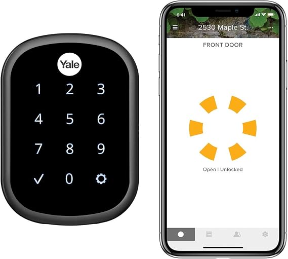 Yale Assure SL Deadbolt Smart Lock, Black Suede Keyless Entry Door Lock with Wi-Fi Connected Touchscreen for Front or Back Door, YRD256-CBA-BSP