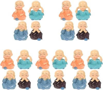 UPKOCH 20pcs Adorable Resin Monk Statues Cute Buddha Figurines for Car Dashboard Office Desk and Home Decor Minimalist Decoration for Zen Spaces