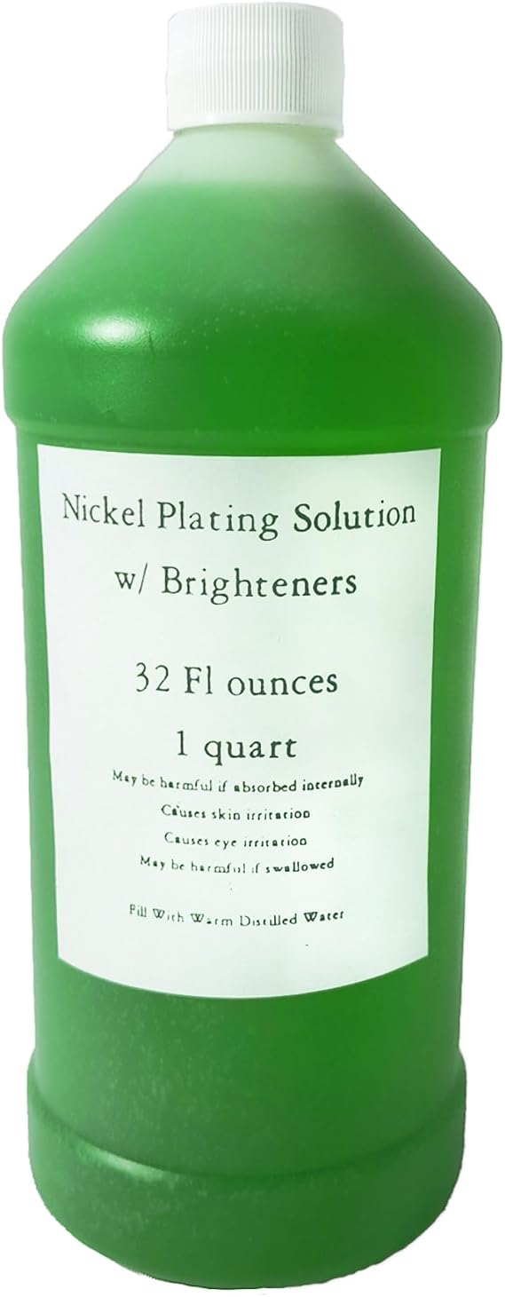 Bright Nickel Plating Solution 1 Quart (1000mL), High Luster Electroplating Bath, 32 Fl Oz
