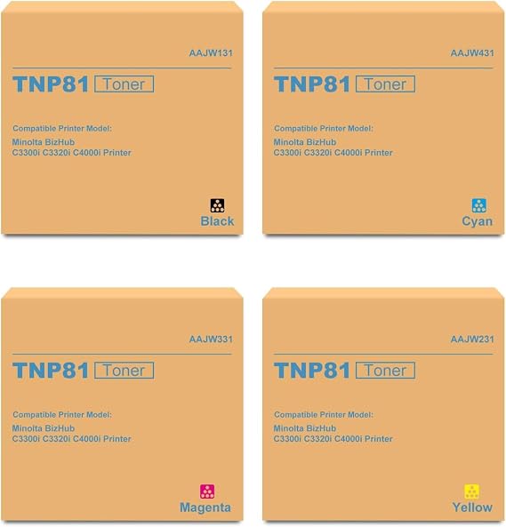 TNP80 TNP81 Toner Cartridge Replacement for Konica bizhub TNP-80 TNP-81 AAJW431 AAJW331 AAJW231 AAJW131 Toner for Konica Minolta BizHub C3300i C3320i C4000i Printer