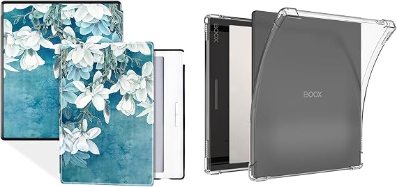 Case for Onyx Boox Go 7 Series - Slim Lightweight PU Leather Cover with Auto Sleep/Wake + Lightweight Flexible Soft Back Shell Clear Cover