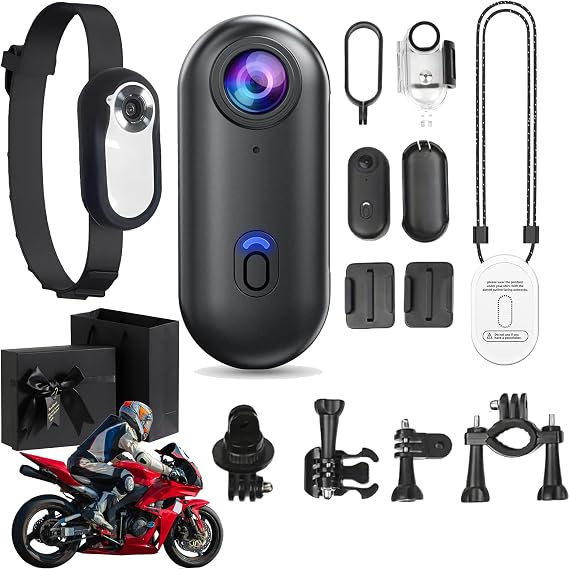 HD Action Camera, POV Pro Camera 4k Mini Action Camera Clip on for Shirt, Portable Body Cam Wearable Video Recorder, Mini Thumb Body Cam for Motorcycle Ski Baseball (Black, 4K)