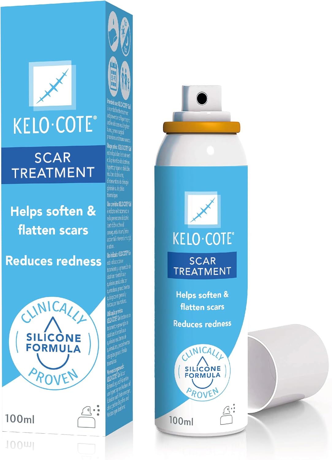 KELO-COTE Scar Spray 100ml – Silicone Scar Treatment - Clinically Proven to Reduce Raised Scars - Ideal for Surgical, Burn, and Keloid Scars - Old &amp; New Scars