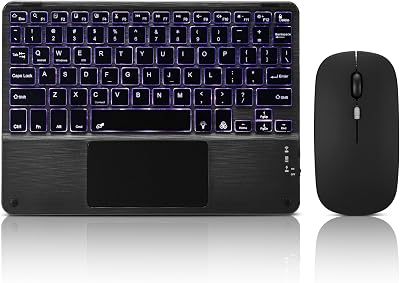 Ultra-Slim Bluetooth Keyboard with Built-in Touchpad and Mouse Portable Mini Wireless Keyboard Rechargeable 7-Color Backlit for Apple iPad iPhone Samsung Tablet iPhone Smartphone iOS Android Windows