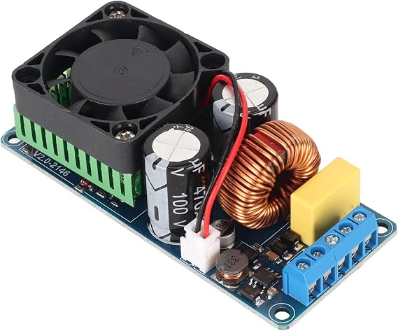 IRS2092S Power Amplifier, Board 500W Mono Channel D HiFi Electronics Home Theater Receivers Amplifiers Amplifiers with Cooling Fan for DIY Sound System Amp