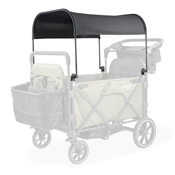 Larktale Caravan Quad Stroller Wagon Sun Topper, Shade Cover, Byron Black | Open-air light-coverage