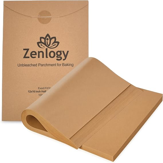 12x16 Parchment Paper, 100 Sheets, Pre-Cut, Fits Half Sheet Pans | Unbleached, Non-Stick, 450F Heat Safe, Baking & Roasting, Kosher Certified