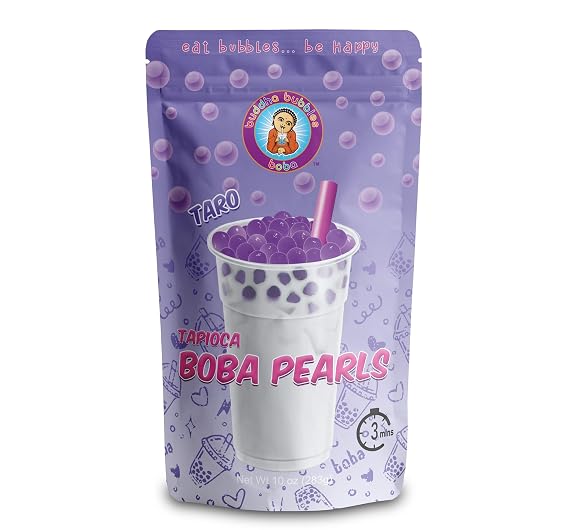Premium TARO Boba Tea Real Tapioca Pearls Ready in 3 Minutes by Buddha Bubbles Boba (Taro)