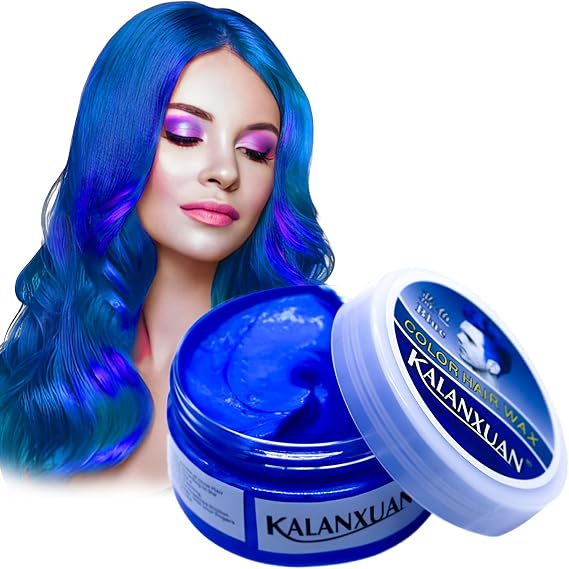 Hair Color Wax,Temporary Hair Dye,Blue Hair Dye, Wash In Wash Out Hair Color, Temporary Hair Color for men, women, party or cosplay.