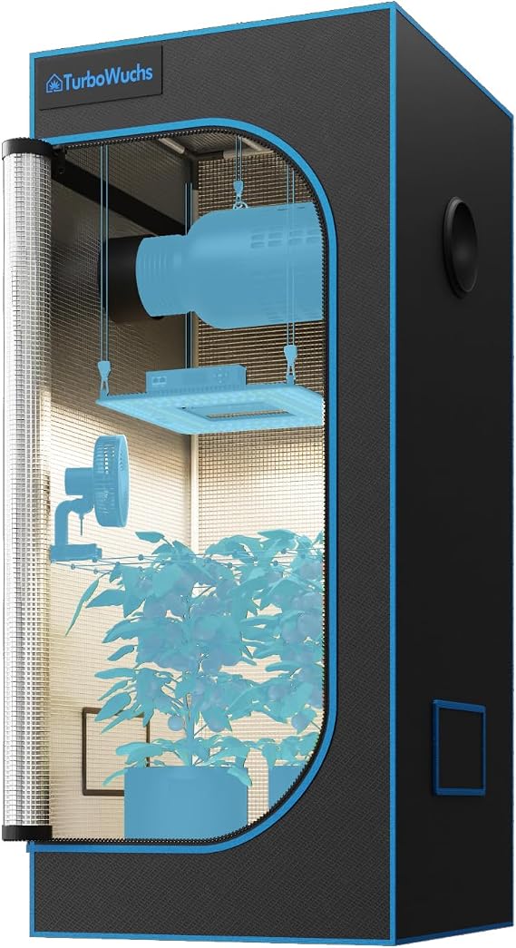 Grow Tent 2.3'x2.3', 28"x28"x63" Heavy Duty 1680D Oxford Canvas Indoor Plant Tent with High Reflective Diamond Mylar, Lightproof Grow Room with Removable Floor Tray for Hydroponics & Indoor Gardening