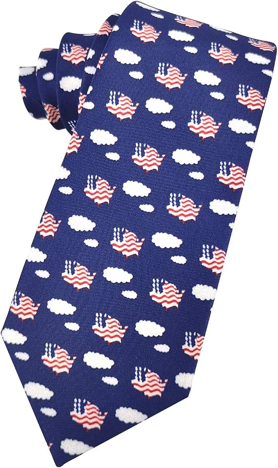 KOOELLE Mens American Flag Necktie Stars & Striped Jacquard Tie for Patriotism