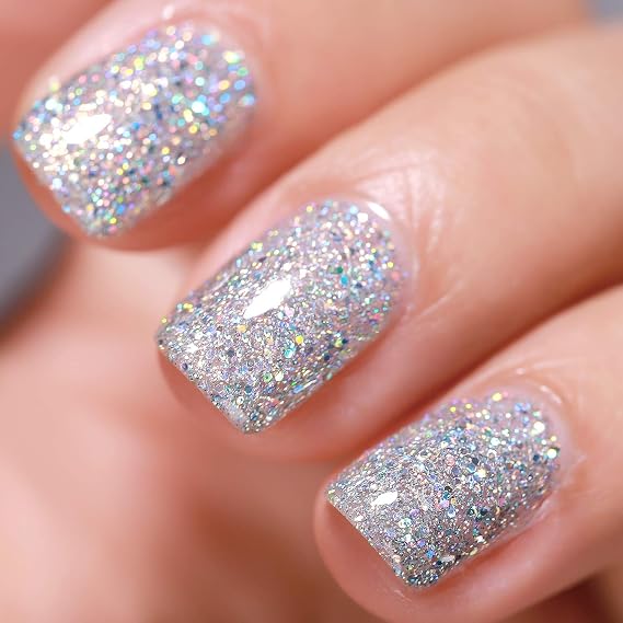 FANZEST Gel Nail Polish Glitter UV Gel No Chip Soak Off Nail Polish Manicure Pedicure (Diamond Silver)