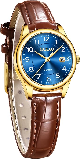 Taxau Women Watches Dress Waterproof Stainless Steel Analog Quartz Casual Classic Elegant Luxury Small Wrist Watch with Date & Arabic Number Dial