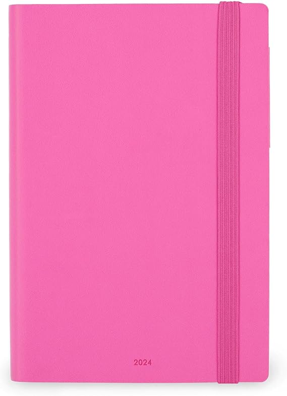 Legami - Medium Daily Diary, 12 Months, from January 2024 to December 2024, Elastic Closure, Monthly Planner January 2025, Final Pocket, Removable Address Book, 12 x 18 cm, Bougainvillea Colour