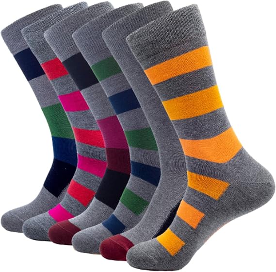 1SOCK2SOCK - Men's 6 Pack Bamboo Blend Thin Crew Socks - Super Soft, Breathable, and Colorful Dress Socks